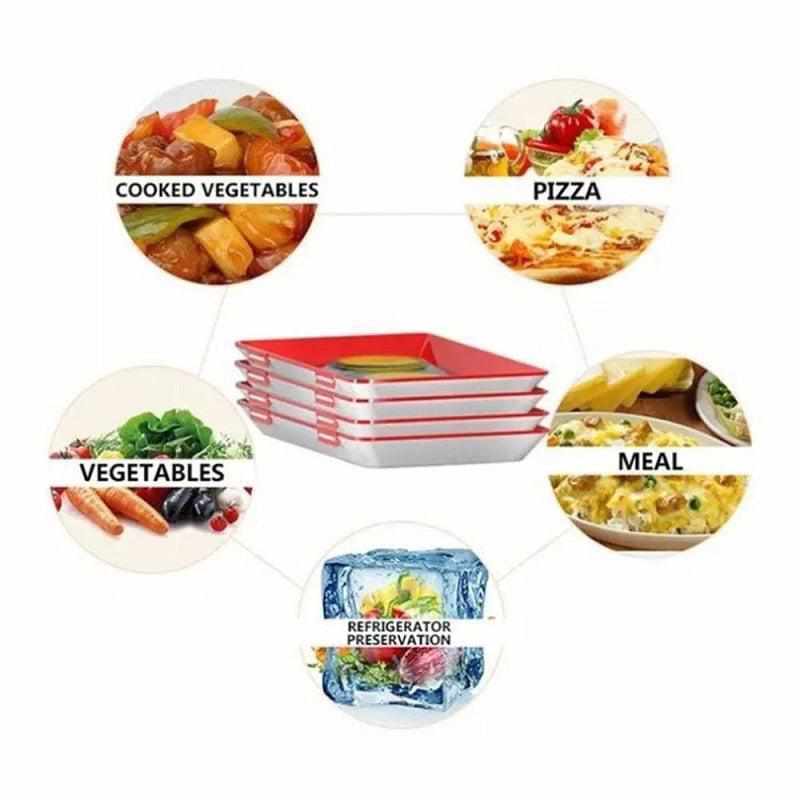 Food Preservation Tray Creative Healthy Reusable Plastic Food Fresh Storage Container Refrigerator Microwave Kitchen Cover