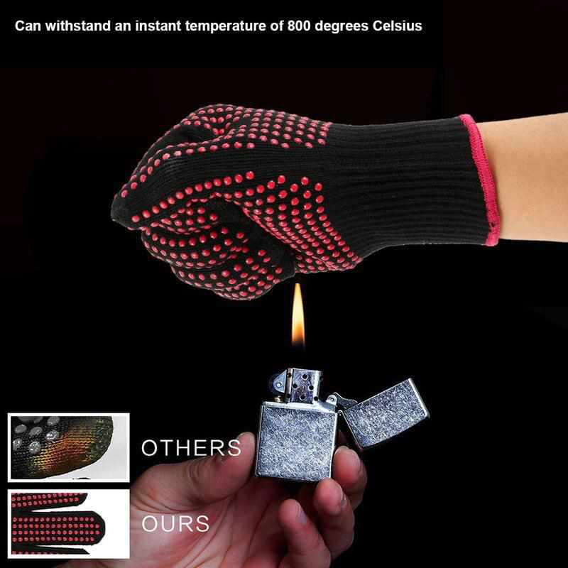 BBQ Grill Gloves Heat Resistant 3 Layers Insulation Silicone Non-Slip Barbecue Oven Gloves Kitchen Cooking Baking Accessories